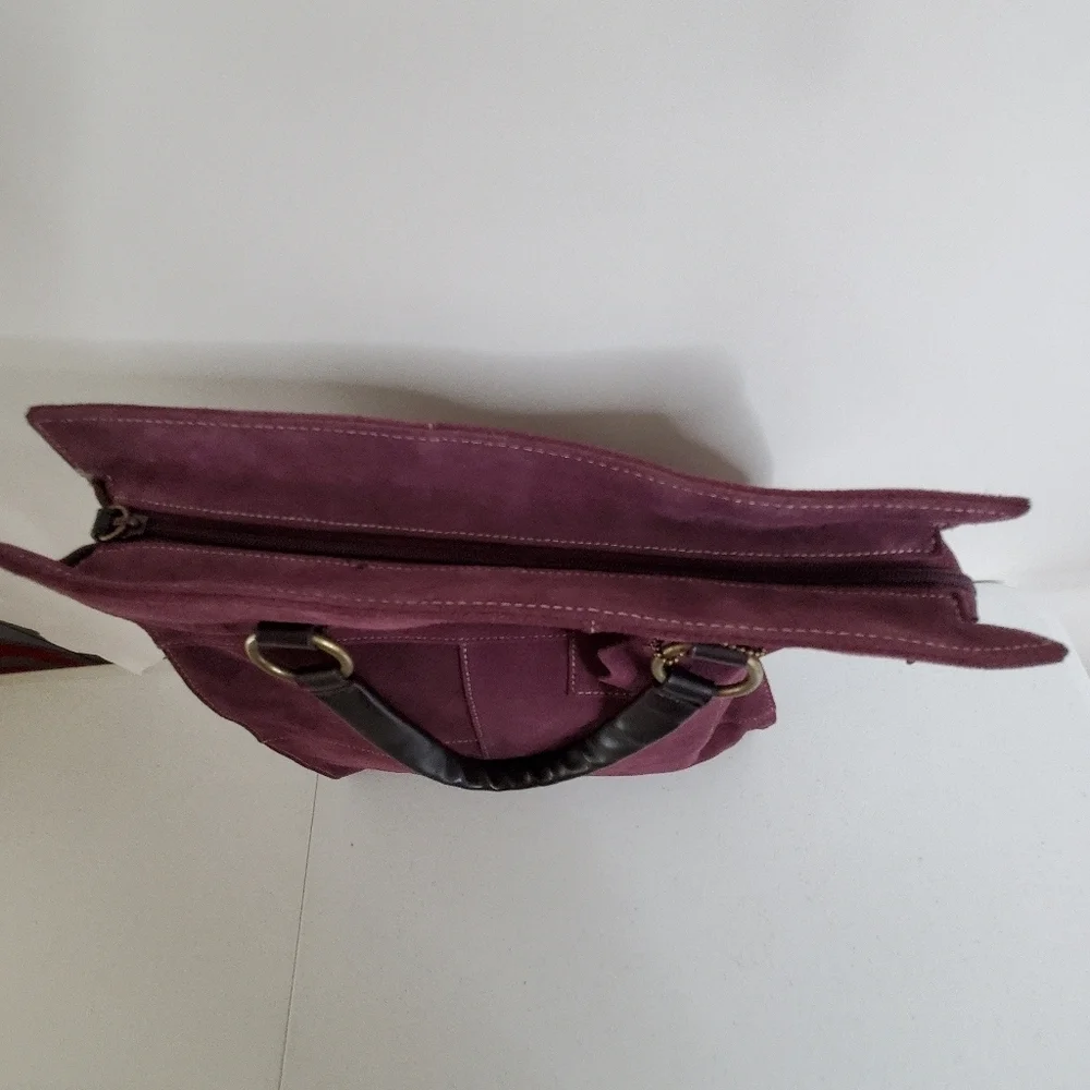Valerie Stevens Purple Suede‎ Tote Bag Patchwork Double Strap Purse Retro